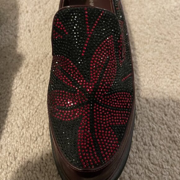 *SOLD*Donald Pliner Crystal Encrusted Loafers Burgundy Sz 7.5M Leather - Picture 3 of 10